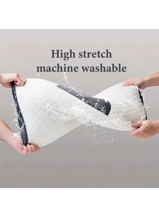 White Ergonomic Neck Pillow 2pcs Adjustable Contour Support Removable Cover Machine Washable - Image 3